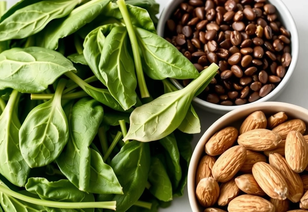 Εικόνα με φρέσκα φυλλώδη πράσινα λαχανικά και όσπρια